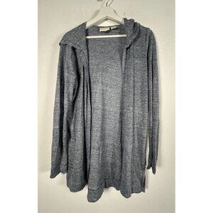Cynthia Rowley Womens Gray Hooded Open Front Linen Cardigan Medium Lightweight